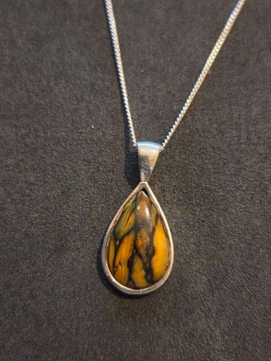 925 Sterling Silver Fruit Jasper Pendant Necklace