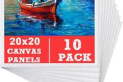 10 Packs Blank Canvas Panels Board 20 x 20 cm(8" x 8"), 100% Cotton for Acrylic Painting, Oil Paint &amp; Wet Water Art Media, Canvases for Professional Artist, Hobby Painters &amp; Beginners