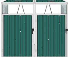 Double Garbage Bin Shed Green 143x81x121 cm Steel
