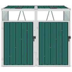 Double Garbage Bin Shed Green 143x81x121 cm Steel