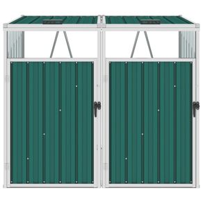Double Garbage Bin Shed Green 143x81x121 cm Steel