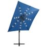 Cantilever Umbrella with Pole and LED Lights Azure Blue 250 cm Image 4