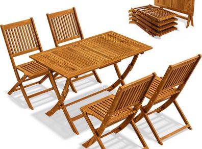 Folding 4+1 Wooden Garden Furniture Set FSC Certified Acacia Wood