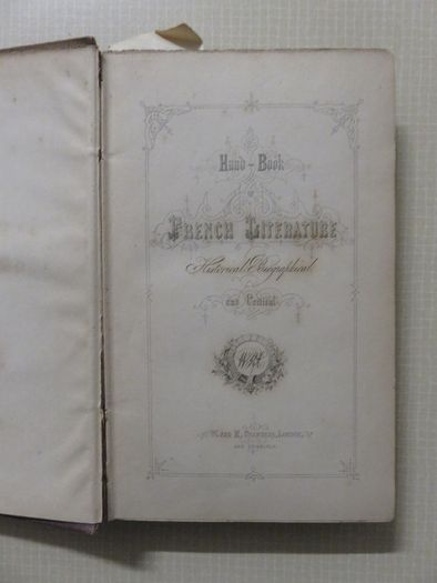Handbook of French Literature . Historical , biograaphical and critical.