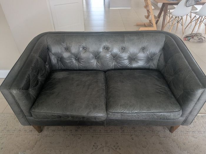 2 seater & 3/4 seater leather couch sofa