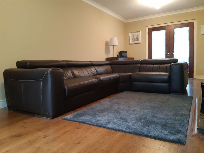 Leather Couch Corner Brown