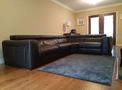 Leather Couch Corner Brown