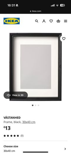 Black picture frame Vastanhead 30 x 40 cm