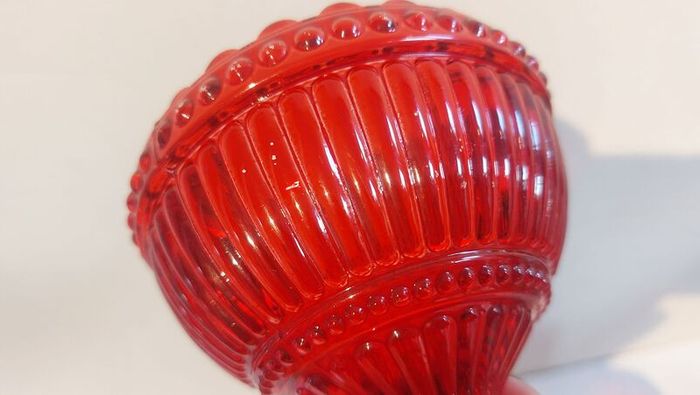 Fabulous Vintage Retro Set of Six Matching Red Sundae Glasses with a Relief Pattern Very Similar to the Very Popular Iittala Marimekko Maribowl Glasses in Cranberry - Perfect for Halloween