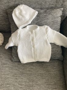 Handknit cardigan and hat 3 to 6 mths