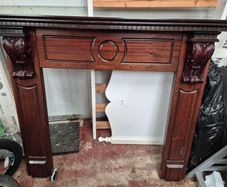 wooden mantel and marble base