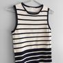 Pre Owned Classic Nautical Navy & Cream Striped Fine Knit Top Image 3