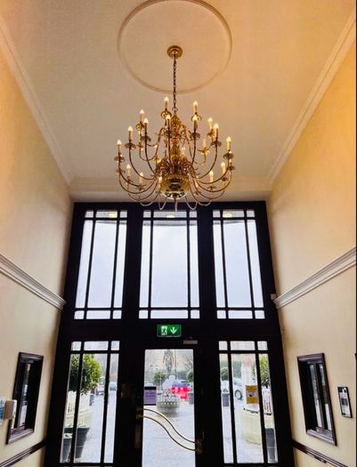 Entrance, Foyer, lobby, hotel brass Chandelier