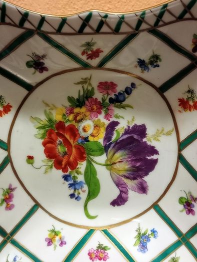 Vintage Paris Royal 'Green Garden' Square Plate and Demitasse Cup.