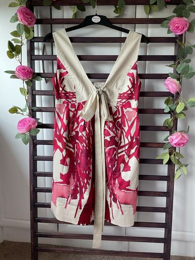 dress Bnwt Hoss dress size 40(12) 100% cotton beige & wine summer dress