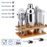 14Pcs/Set Cocktail Shaker Mixer Stainless Steel Bartender Bamboo Bartending Wine Rack Stand For Home Bar Party 550/750ML Image 2