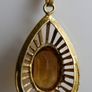 Vintage Citrine Paste Gold Plate Pendant Chain Necklace length 22" Image 7