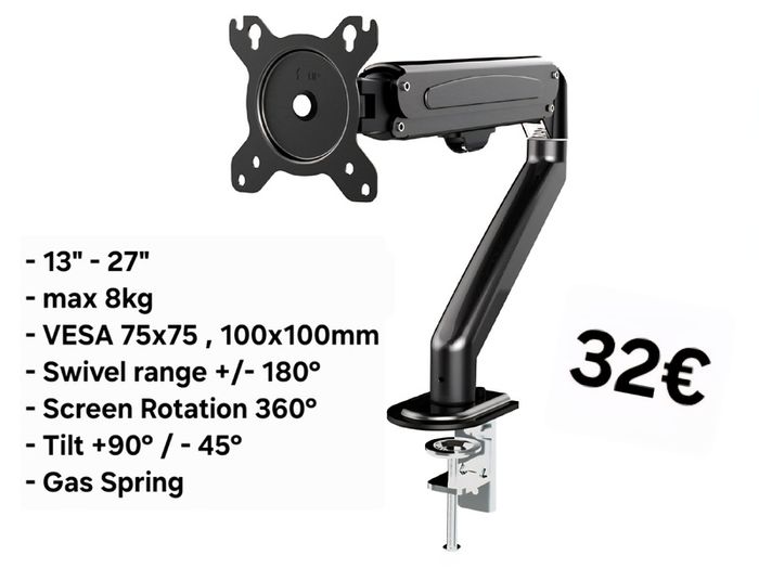TV Monitor Desk Mount Bracket Tilt Swivel 13-27"
