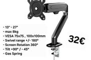 TV Monitor Desk Mount Bracket Tilt Swivel 13-27"