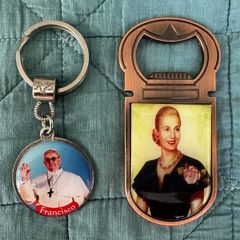 Pope Francisco & Eva Peron Argentina Keychain and Magnet Bottle Opener