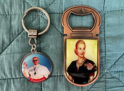 Pope Francisco & Eva Peron Argentina Keychain and Magnet Bottle Opener