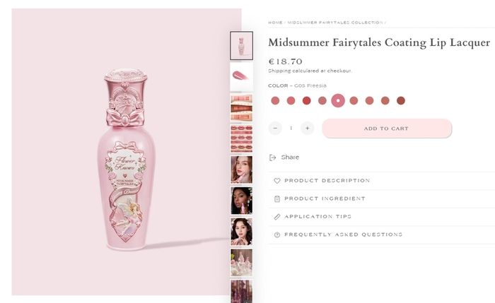 Flower Knows Midsummer Fairytale Coating Lip Lacquer in  G05 Freesia