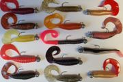 No#11 - New - Set of 14pcs mix colour soft lures 8,5-9cm on jig heads 4/0 and 8g - Pike Perch Trout Salmon Bass Cod Pollock