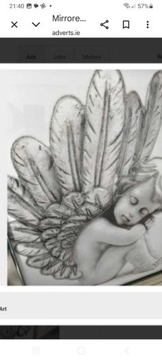 Large Mirrrored Frame Cherub Wall Art