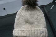 River Island Cream Woollen Hat with Fur Tassel