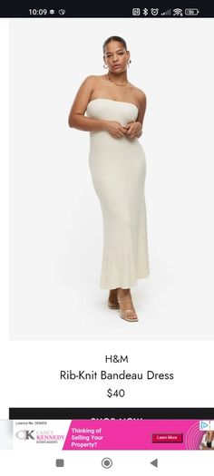 h&m cream bandeau dress