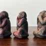 Vintage See No Evil Hear No Evil Speak No Evil Monkey Figurines  Hand-Carved Set of 3 Image 2