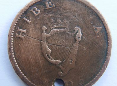 1805 Irish Half-Penny Coin