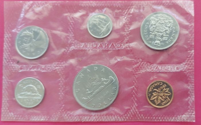 1969 1cent to  1 dollar Canada Canoe B U set