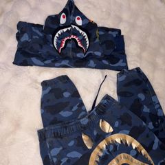BAPE full navy and blue camo tracksuit