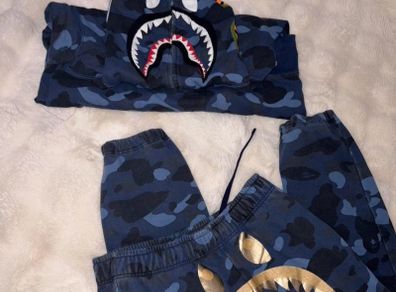 BAPE full navy and blue camo tracksuit