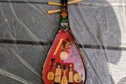 Vintage Chinese Pipa Lute Wall Plaque - Miniature Instruments Decor