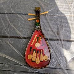 Vintage Chinese Pipa Lute Wall Plaque - Miniature Instruments Decor