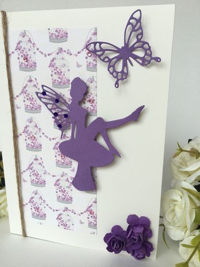 Beautiful handmade purple fairy card