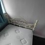 white metal single bed with mattress. Image 2