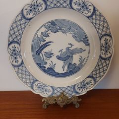 Fabulous Antique Blue and White 10.5 Inch Dinner Plate By Furnivals Limited, in the Popular "Old Chelsea" Pattern Circa 1915+