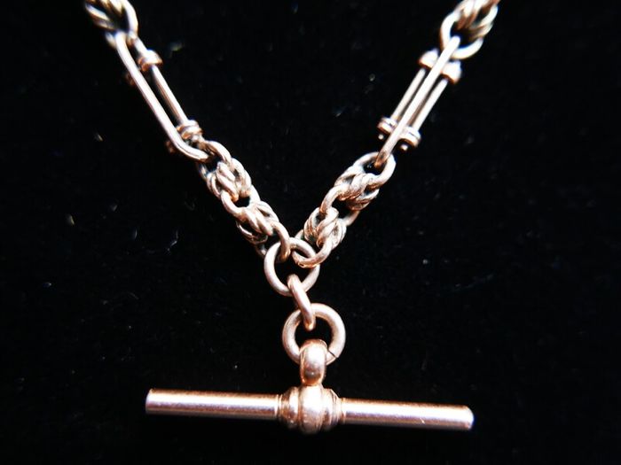 Victorian  heavy real 9 Carat Gold Albert or Necklace Chain with T-Bar length 20" - 24,3g