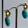 Gold & Turquoise Coin Candy Drop Earrings Image 3