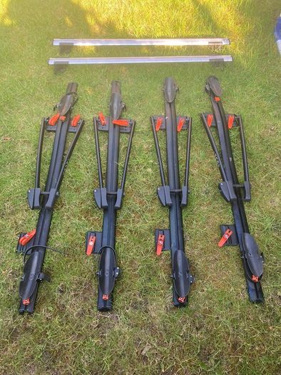 Roof bars and roof mounted bike rack carriers