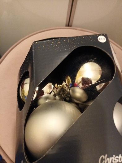 6 shatterproof christmas silver baubles