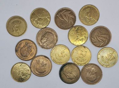 Belgium 20 Francs 5 Francs Coin Lot 15 Coins
