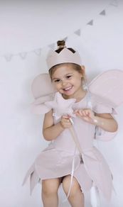 100% Linen Fairy Dress, Crown & Wings + Matching Garland