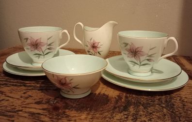 Beautiful Vintage Royal Albert "Elfin". 2 x Triplet, Milk Jug and Sugar Bowl.