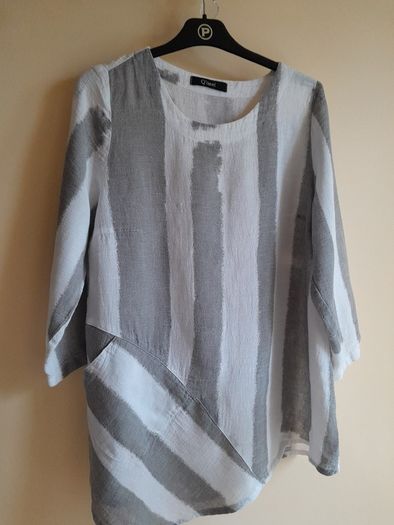 Q'neel White with grey top  90% Linen.New