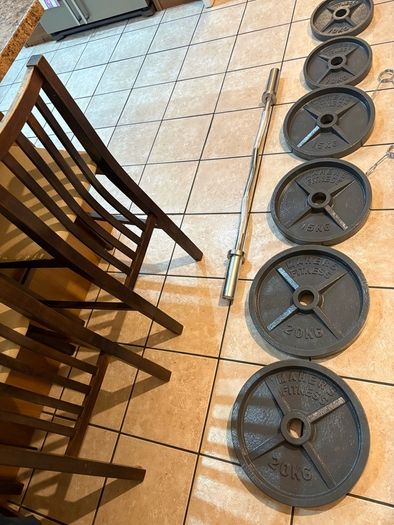 Olympic Metal Weights, Olympic Barbell, Ez Curl Bar And Collars,