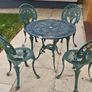 Cast metal garden table and four chairs Image 4